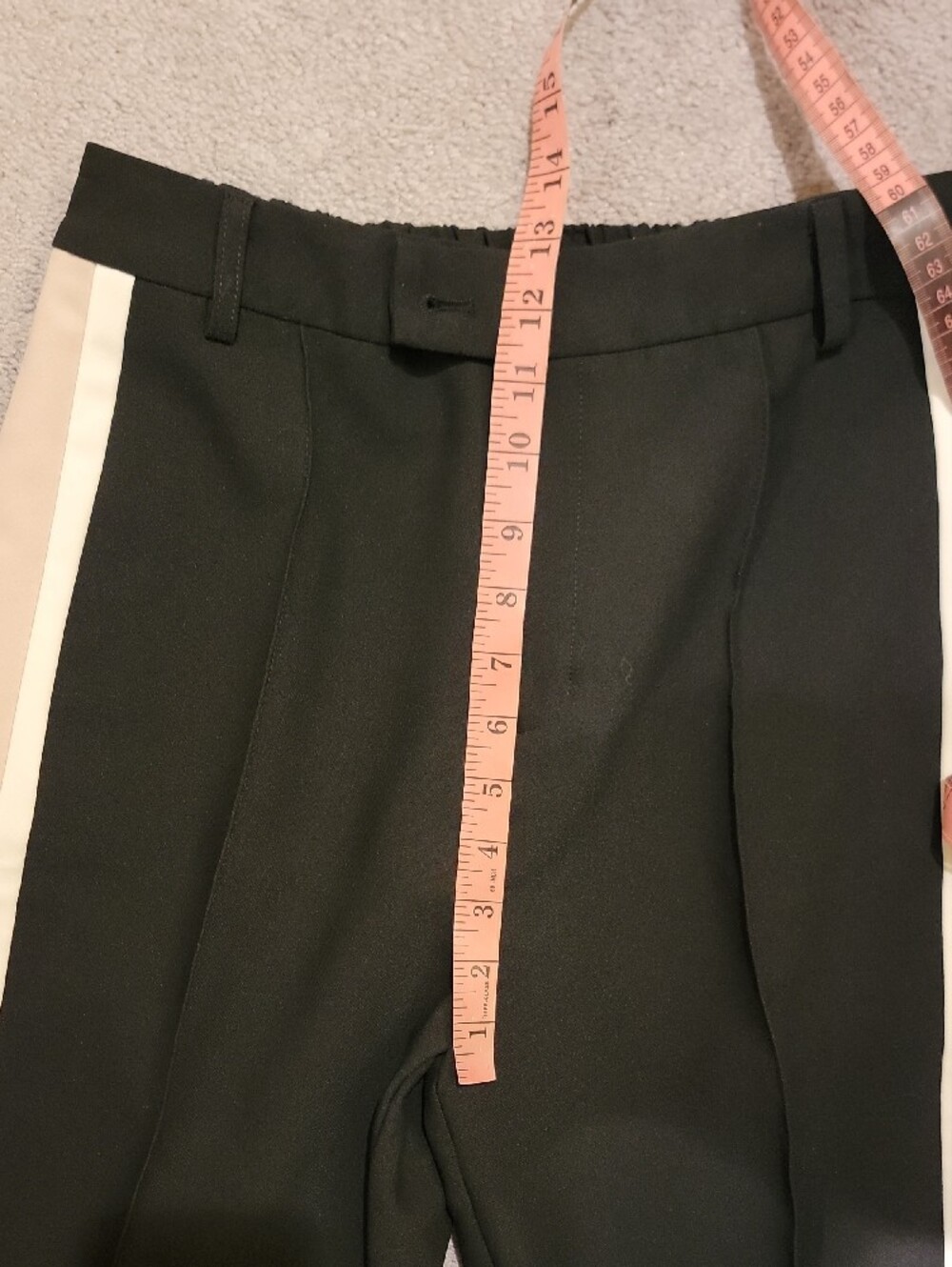 Central Park West Black Two-Piece Pantsuit with Cream and Tan Stripes - Picture 5 of 17